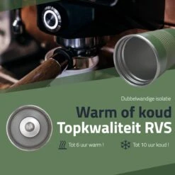 GOAT Outdoor RVS Koffiebeker To Go - Thermosbeker - Theebeker - Reisbeker - Lekvrij - 380ml - Groen -Bestek Winkel 1200x1200 171