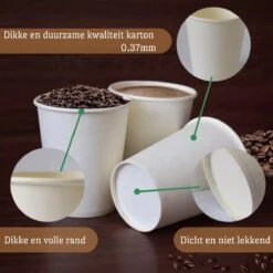 Drinkbeker Wit - Koffiebeker - Kartonnen Beker - 265ml - 100 Stuks - Wegwerpbeker - Papieren Beker - To-Go -Bestek Winkel 1200x1200 197