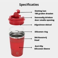 Castagnola Design RVS Koffiebeker To Go - Rood - 380ml - Thermosbeker - Theebeker -Bestek Winkel 1200x1200 212