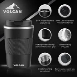 Volcan RVS Koffiebeker To Go Met Sleeve - Thermosbeker - Theebeker - Coffee - Zwart -Bestek Winkel 1200x1200 246