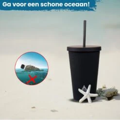 Beker Met Rietje En Deksel Starbucks Milkshake Beker Voor Take Away – Herbruikbare Plastic Drinkbeker Zwart 500ml - VANN -Bestek Winkel 1200x1200 348