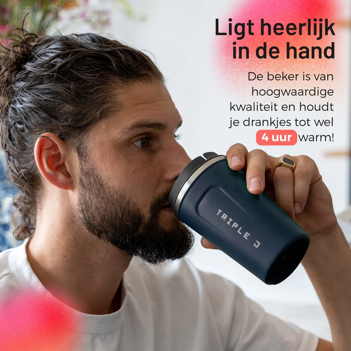 Triple J® Koffiebeker To Go - Thermosbeker - BPA & Lekvrij - 380ml - Blauw 3 Triple J® Koffiebeker To Go - Thermosbeker - BPA & Lekvrij - 380ml - Blauw - Afbeelding 3