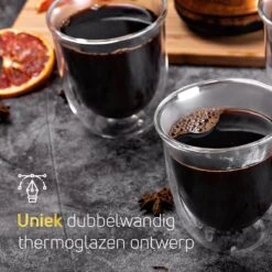 Dubbelwandige ESPRESSO Glazen Van Borosilicaat - Warme En Koude Dranken Kopjes - 70 ML - Set Van 6 -Bestek Winkel 1200x1200 487
