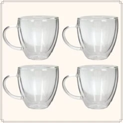 OTIX Dubbelwandige Koffieglazen - Koffiekopjes - 180 Ml - Set Van 4 - Transparant - Latte Macchiato Glazen -Bestek Winkel 1200x1200 497