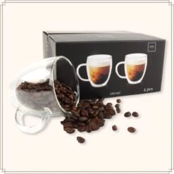 OTIX Dubbelwandige Koffieglazen - Koffiekopjes - 180 Ml - Set Van 4 - Transparant - Latte Macchiato Glazen -Bestek Winkel 1200x1200 501