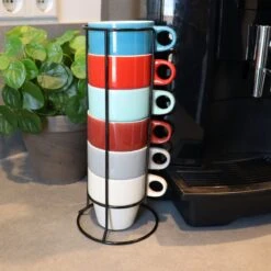 Orange85 Koffiekopjes - Met Houder - Set Van 6 - Gekleurd - 300 Ml - Keramiek -Bestek Winkel 1200x1200 540