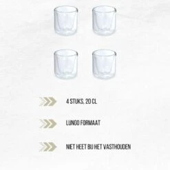 Orange85 Dubbelwandige Koffieglazen - 200 Ml - 4 Stuks - Koffie - Thee - Glas -Bestek Winkel 1200x1200 544