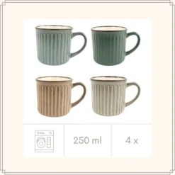 OTIX Koffiekopjes - Met Oor - Set Van 4 - Aardewerk - 250 Ml -Bestek Winkel 1200x1200 561