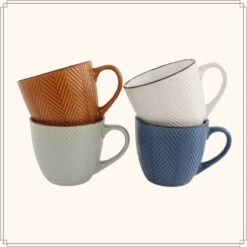 OTIX Koffiekopjes - Met Oor - Set Van 4 - Verschillende Kleuren - Aardewerk - 250 Ml -Bestek Winkel 1200x1200 584