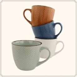 OTIX Koffiekopjes - Met Oor - Set Van 4 - Verschillende Kleuren - Aardewerk - 250 Ml -Bestek Winkel 1200x1200 589
