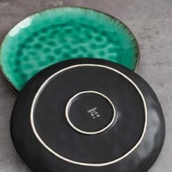 Merkloos Combiservies, 24-delig Coco Tafelservies Van Aardewerk, Raku Glazuur Effect Serviesset, Bevat Mueslikommen, Dessertborden En Dinerborden Voor 8 Personen In Vintage Look, Groen -Bestek Winkel 1200x1200 701