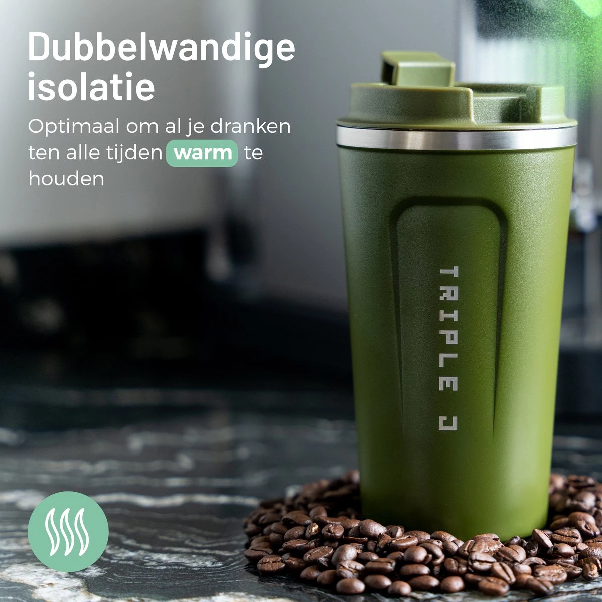 Triple J® Koffiebeker To Go - Thermosbeker - BPA & Lekvrij - 510ml - Groen 8 Triple J® Koffiebeker To Go - Thermosbeker - BPA & Lekvrij - 510ml - Groen - Afbeelding 8