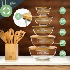 Klarstein Glazen Serveerschaal Met Bamboe Deksel - Afwasmachinebestendig - Veelzijdig Inzetbaar -Bestek Winkel 1200x1200 754