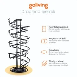 Goliving Eierrek - Eierhouder - Eiermand - Eieren Bewaren - Draaibaar - Ruimtebesparend - RVS - Zwart -Bestek Winkel 1200x1200 765