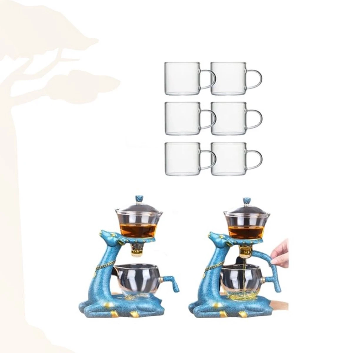 Green Gringo | Theeset | Sierlijke Magnetische Theepot | 6 Thee Glazen | Thee Ceremonies | 2 Green Gringo | Theeset | Sierlijke Magnetische Theepot | 6 Thee Glazen | Thee Ceremonies | - Afbeelding 2