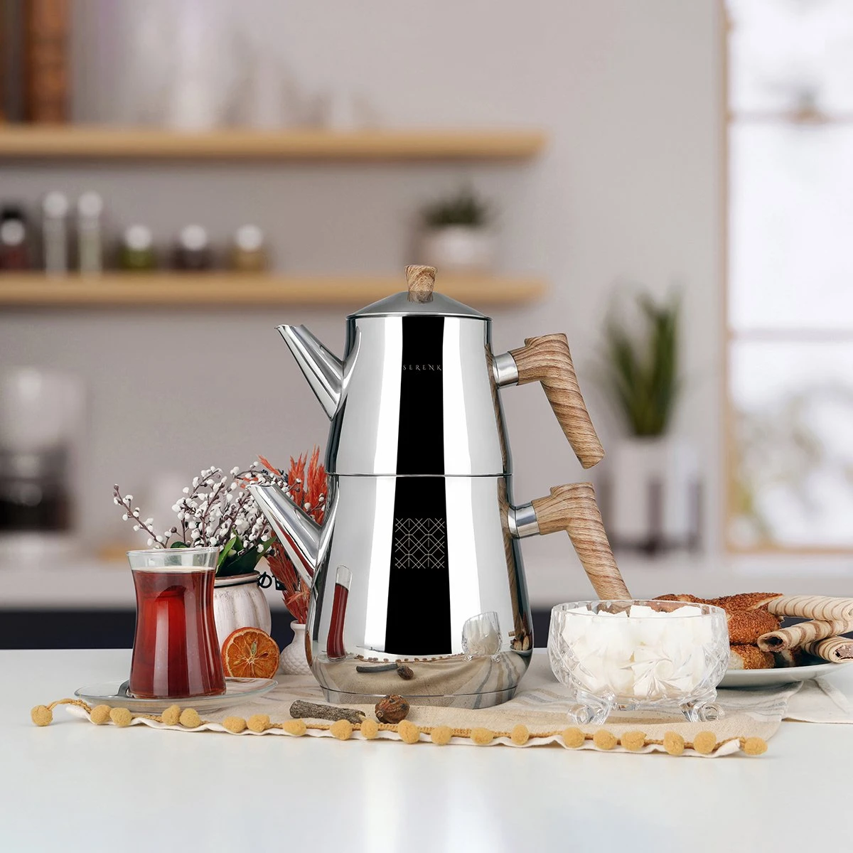 Serenk Definition Turkse Theepot - Inductie Geschikt - Theepottenset - RVS 4 Serenk Definition Turkse Theepot - Inductie Geschikt - Theepottenset - RVS - Afbeelding 4