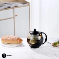 Tolussa Premium Theepot Glas Met Filter - 1.25L - Zwart - Isolerend - Lekt Niet -Bestek Winkel 1200x1200 838