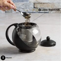Tolussa Premium Theepot Glas Met Filter - 1.25L - Zwart - Isolerend - Lekt Niet -Bestek Winkel 1200x1200 840