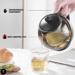 Tolussa Premium Theepot Glas Met Filter - 1.25L - Zwart - Isolerend - Lekt Niet -Bestek Winkel 1200x1200 842