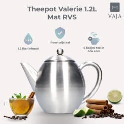 Vaja Valerie - Theepot Met Filter - Dubbelwandig - RVS - 1.2L -Bestek Winkel 1200x1200 874