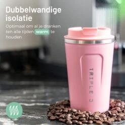 Triple J® Koffiebeker To Go - Thermosbeker - BPA & Lekvrij - 380ml - Roze -Bestek Winkel 1200x1200 90