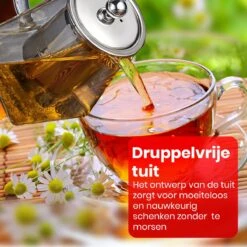 Procidi® Glazen Theepot Met Filter - Theekan Met Infuser - Dubbelwandig Borosilicaat Glas - Thee Thermoskan - Koffiekan 750 ML - Teapot -Bestek Winkel 1200x1200 913