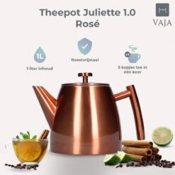 Vaja® Theepot Juliette Rosé Dubbelwandig -Bestek Winkel 1200x1200 918