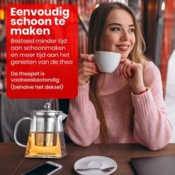 Procidi® Glazen Theepot Met Filter - Theekan Met Infuser - Dubbelwandig Borosilicaat Glas - Thee Thermoskan - Koffiekan 950 ML - Teapot -Bestek Winkel 1200x1200 932
