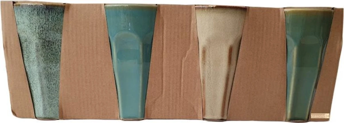 Merkloos Melkbekers - 4x Stuks - Diverse Kleuren - Porselein - 330 Ml 2 Merkloos Melkbekers - 4x Stuks - Diverse Kleuren - Porselein - 330 Ml - Afbeelding 2