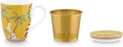 Pip Studio La Majorelle Yellow - Theeset - Porselein - Mok + Theezeef + Theetip - Porselein - 350ml - Geel Servies - Pasen - Konijn -Bestek Winkel 1200x463