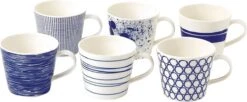 Royal Doulton Pacific - 6x Mok / Beker - Porselein - Wit / Blauw - 450 Ml - Set Van 6 Mokken -Bestek Winkel 1200x495 1
