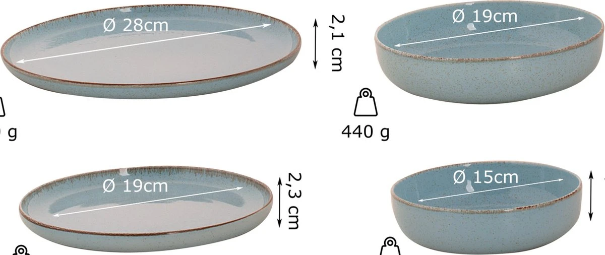Palmer Serviesset Antigo Porselein 6-persoons 24-delig Lichtblauw 2 Palmer Serviesset Antigo Porselein 6-persoons 24-delig Lichtblauw - Afbeelding 2