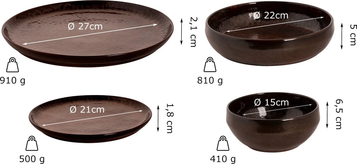 Palmer Serviesset Bama Copper Stoneware 6-persoons 24-delig Koper 10 Palmer Serviesset Bama Copper Stoneware 6-persoons 24-delig Koper - Afbeelding 10