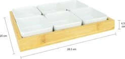 Krumble Borrelplank Met 6 Schaaltjes - Borrelplank - Tapasschaal - Serveerschaal Met Vakjes - Snackschaal - Snack- & Tappasschalen - Serveerplanken- Serveerschalen - Hout En Keramiek - 6 Delig Schaaltjes - Wit En Bruin -Bestek Winkel 1200x571 2