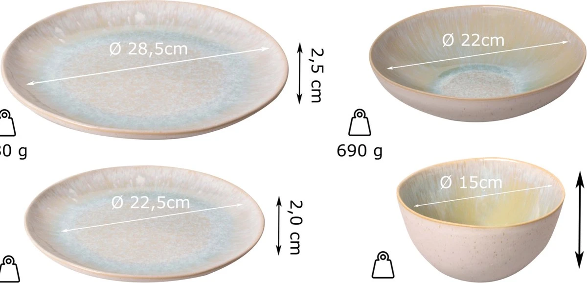 Palmer Serviesset Light Blue Sea Stoneware 6-persoons 24-delig Blauw 12 Palmer Serviesset Light Blue Sea Stoneware 6-persoons 24-delig Blauw - Afbeelding 12