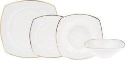 Karaca Adelia -24 Delig-voor 6 Personen -porselein -gouden Half Vierkant Serviesset-goud&wit -Bestek Winkel 1200x579 2