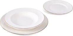 LeRijn® Serviesset Deventer 8 Persoons - 24 Delig - Licht Crème Wit Met Gouden Rand En Motief - Dinerborden - Soepborden - Dessertborden - Borden Servies - Bordenset -Bestek Winkel 1200x598 1