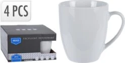 Excellent Houseware Set Van 4x Stuks Bekers/mokken Wit 380 Ml Van Porselein - Melkbekers -Bestek Winkel 1200x612 2