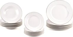 LeRijn® Serviesset Deventer 6 Persoons - 18 Delig - Licht Crème Wit Met Gouden Rand En Motief - Dinerborden - Soepborden - Dessertborden - Borden Servies - Bordenset -Bestek Winkel 1200x612 4