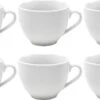 Merkloos Koffie Kopjes – Koffiekopjes – Koffiemokken – Cappuccino – Set Van 6 – Porselein – 250 Ml – Wit