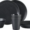 Mepal - Serviesset Bloom 8-delig – Geschikt Als Stijlvol Buitenservies - Pebble Black – Ideaal Voor Buiten En Binnen – Licht In Gewicht