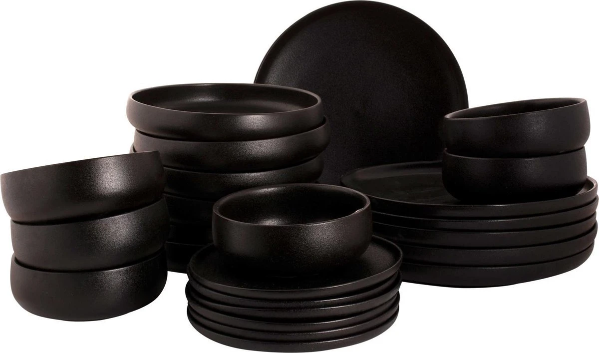 Maastricht Porselein Serviesset Universe Porselein 6-persoons 24-delig Zwart 14 Maastricht Porselein Serviesset Universe Porselein 6-persoons 24-delig Zwart - Afbeelding 14