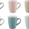 Tavola - Koffiemok - Met Oor - 300ml - Keramiek - Zachte Tinten - 6 Stuks