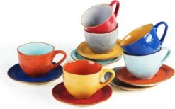 Vivi Oggi - Koffiekopjes Set Van 6 - Ø 9cm - Cappuccino - Kop En Schotel - 150 Ml - Italië -Bestek Winkel 1200x746