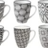 Set Van 12x Stuks Kopjes/bekers Nikko Zwart/wit Print 19 Cl - Koffie/thee Mokken Met Oor