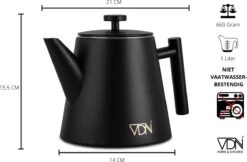 VDN RVS Theepot Dubbelwandig Met Filter - Zwarte Theekan 1 Liter - 902 -Bestek Winkel 1200x785 3
