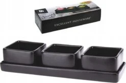 Excellent Houseware Amuse/tapas/saus Schaaltjes Met Serveerplankje - Aardewerk - Mat Zwart -Bestek Winkel 1200x795