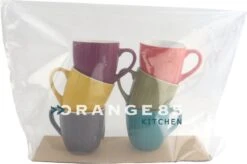 Orange85 Koffiekopjes Gekleurd - Set Van 6 - Koffiemokken - Streep - 200 Ml - Reliëf - Aardewerk - Met Oor - Theemokken -Bestek Winkel 1200x796