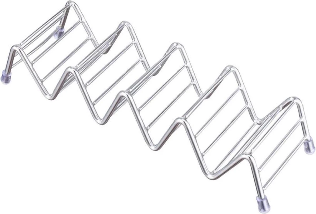 Krumble Taco Houder - Taco En Tortilla Houder Voor 4 Stuks - Serveerschalen - Koken & Tafelen - Kookgerei - Snack- & Tappasschalen - Metaal - Zilver 7 Krumble Taco Houder - Taco En Tortilla Houder Voor 4 Stuks - Serveerschalen - Koken & Tafelen - Kookgerei - Snack- & Tappasschalen - Metaal - Zilver - Afbeelding 7