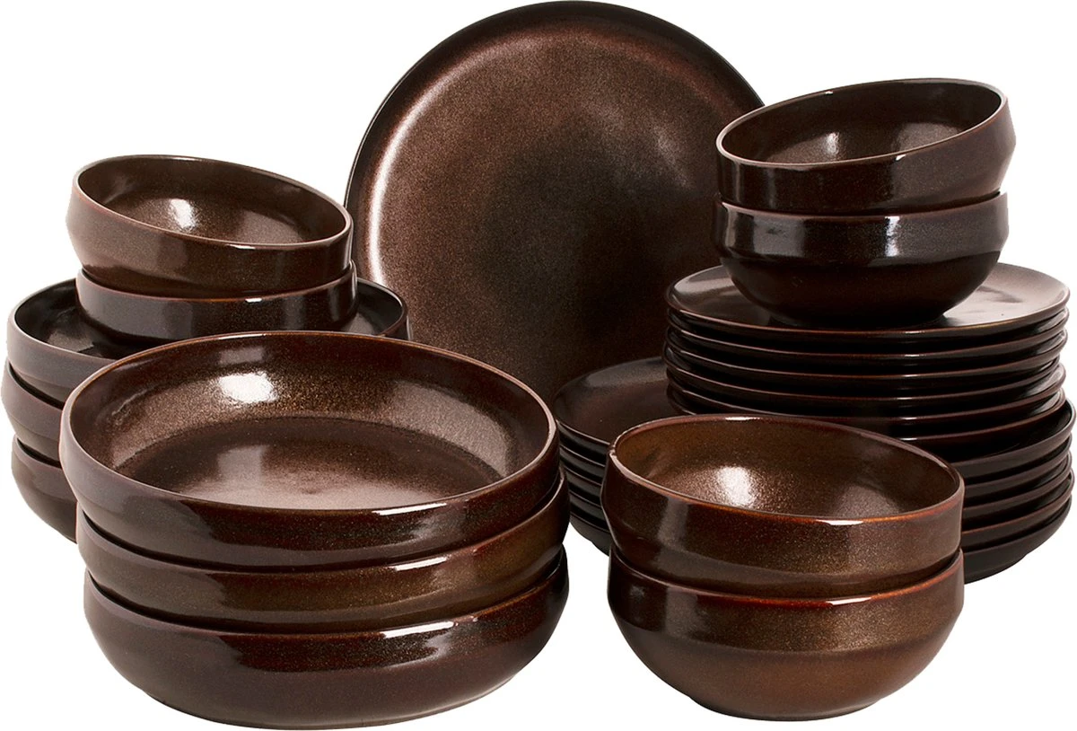 Palmer Serviesset Bama Copper Stoneware 6-persoons 24-delig Koper 2 Palmer Serviesset Bama Copper Stoneware 6-persoons 24-delig Koper - Afbeelding 2